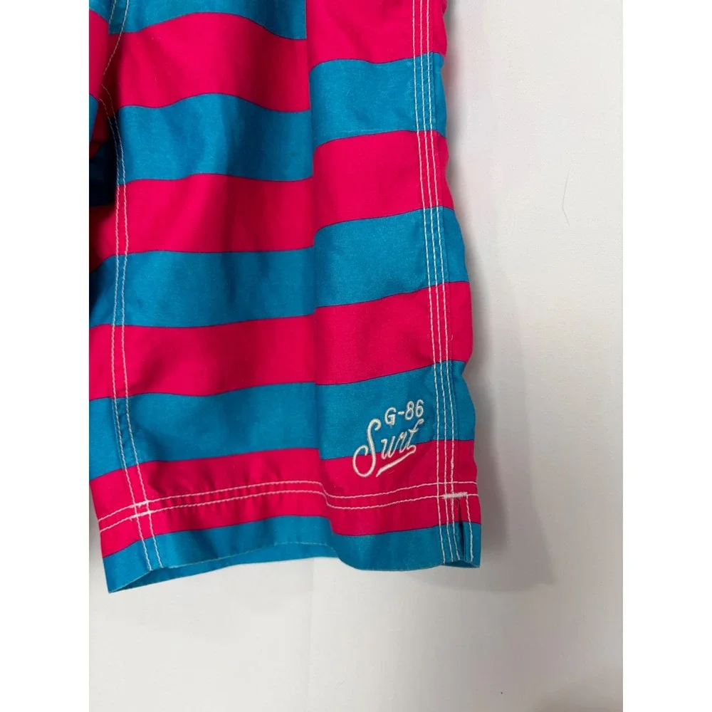 GapKids‎ Boys XXL 14-16 Pink Blue Striped Swim Trunks Board Shorts G-86 Surf